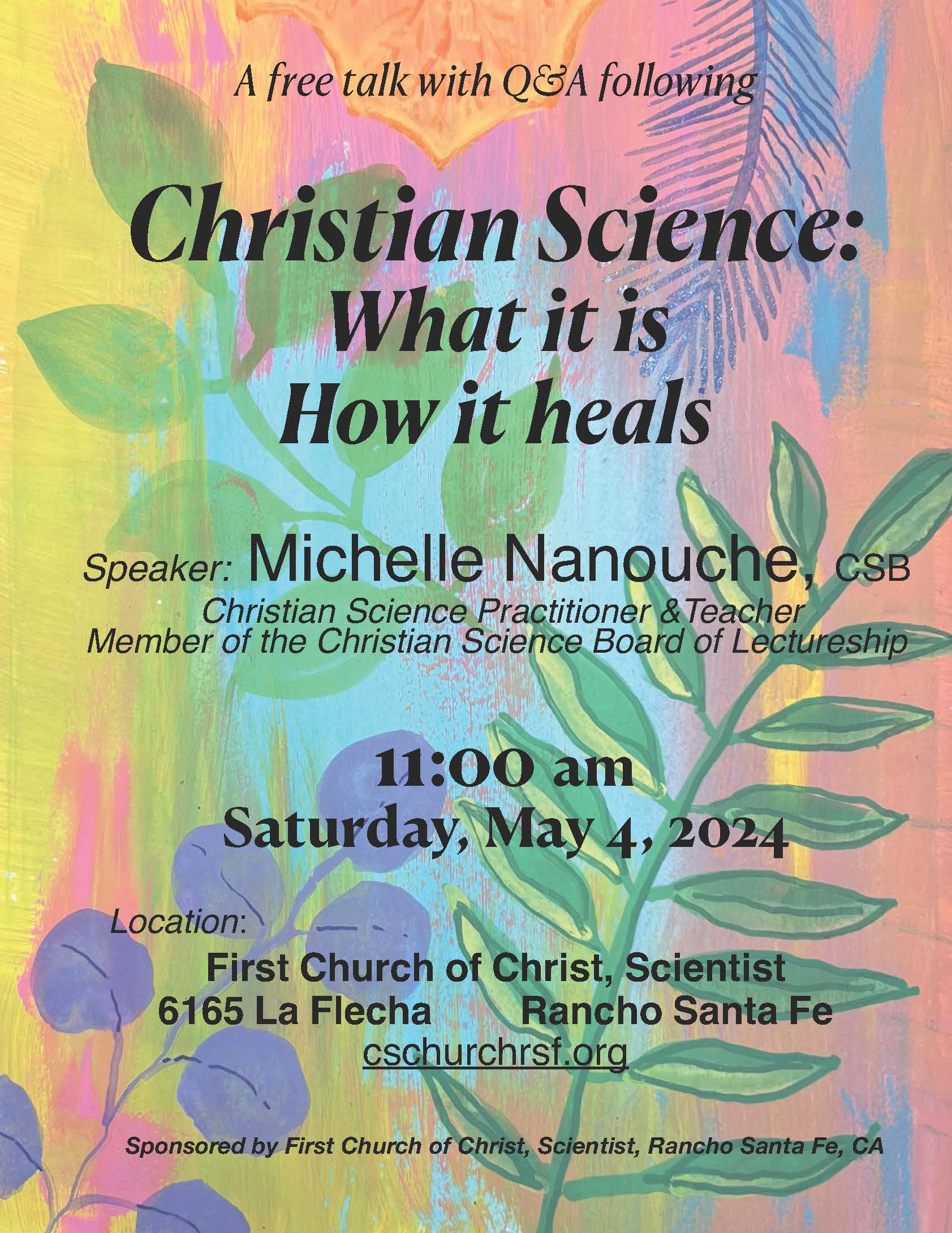 Featured image for “A talk on Christian Science: “What it is / How it heals” by Michelle Nanouche, CSB”